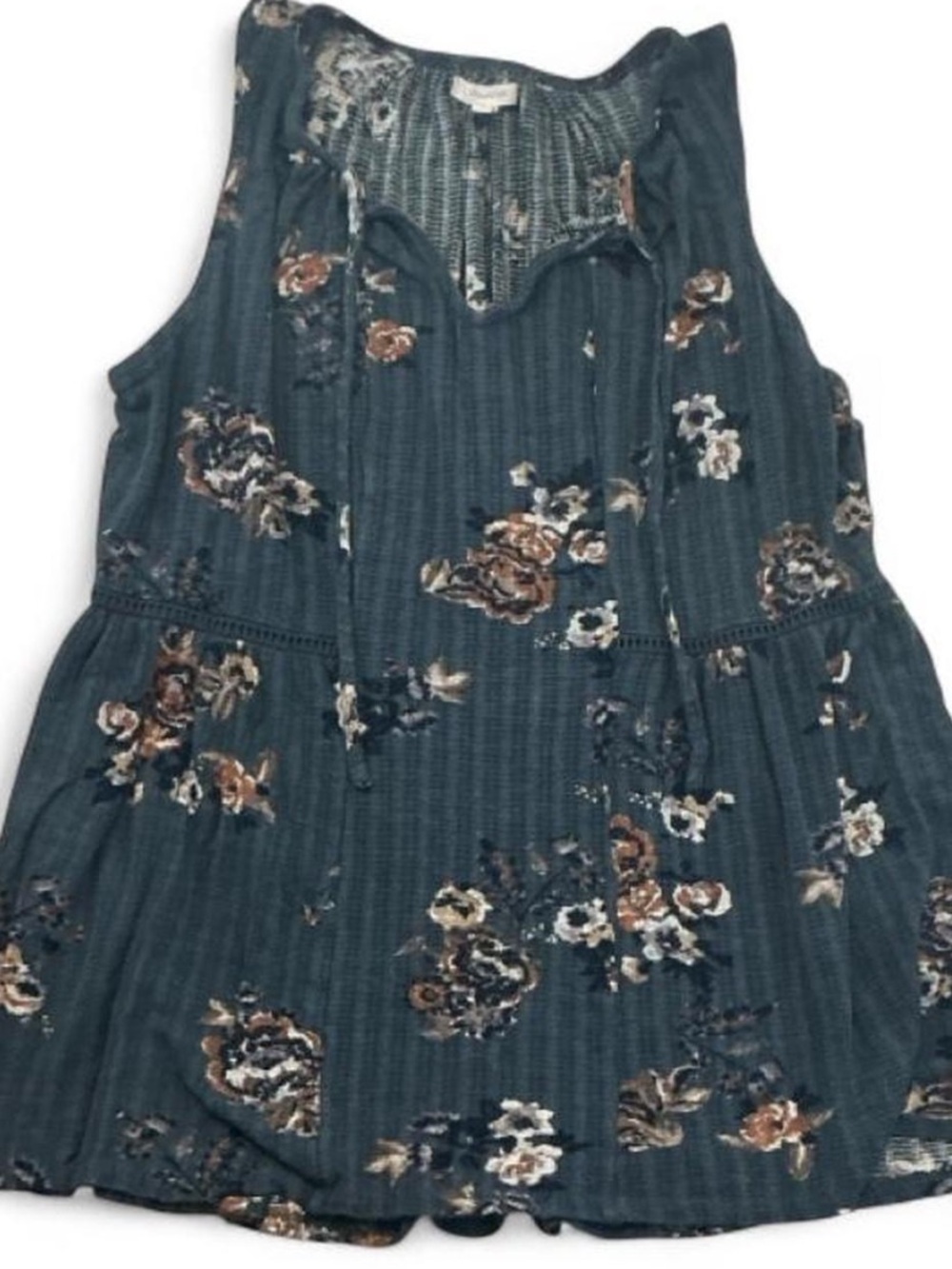 Maurices Teal Floral Tiered Sleeveless Tunic